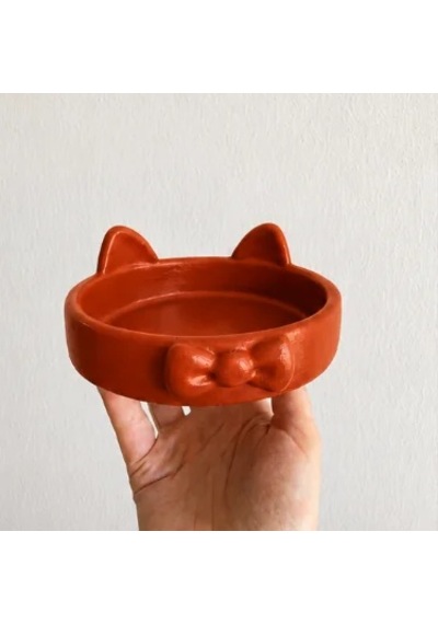 Papyon Model Beton Kedi Köpek Mama Ve Su Kabı 16 Cm Çap - Kiremit