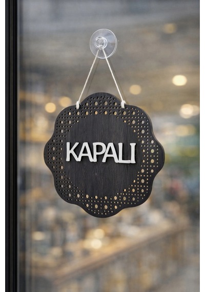 Hazeran Rattan Desenli Modern Açık/kapalı Tabelası - Rebap Ahşap
