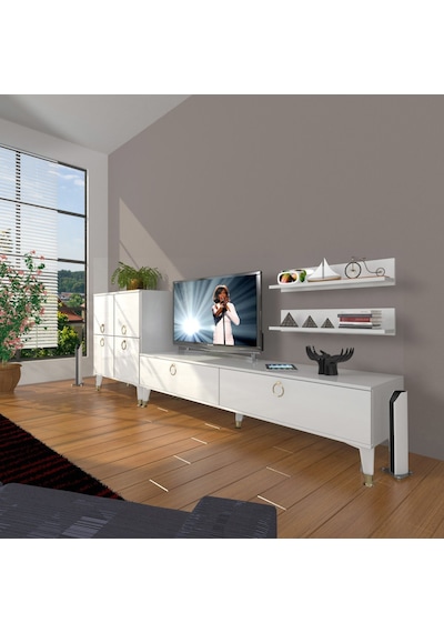 Decoraktiv Eko On Mdf Std Gold Tv Ünitesi Tv Sehpası Beyaz