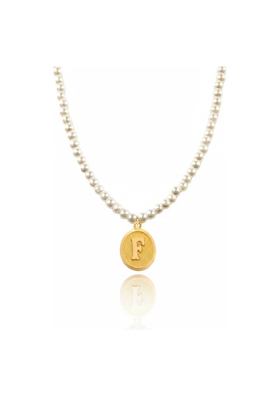 14 Ayar 0.45 Gram F Harfli İncili Kolye Unisex