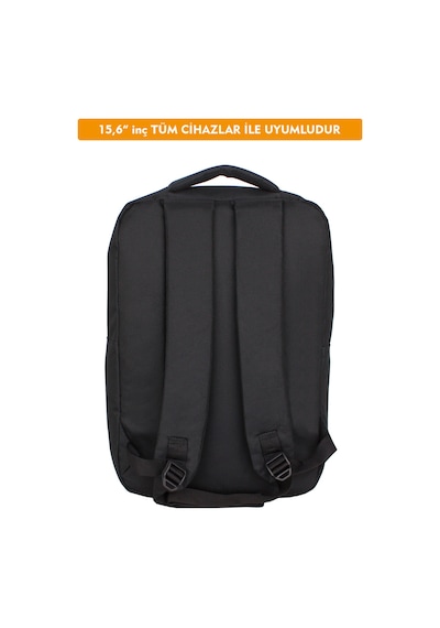 Dada Unisex Siyah Laptop Sırt Çantası Okul Ofis İş Günlük Kullanım 15,6" İnç Su Geçirmez Kumaş Siyah