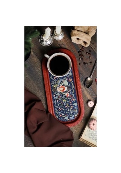 Evle-ee168-v1 Tales Nutcracker Desenli Oval Tepsi 16x35 Cm Tales Nutcracker Açık Gri