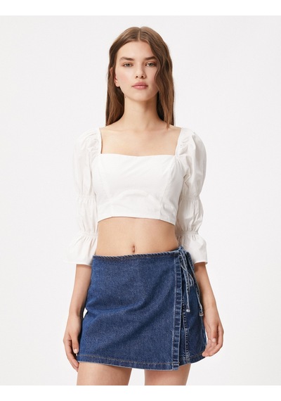 Koton Crop Bluz Kare Yaka Arkası Dekolteli Uzun Kollu Büzgü Detaylı Pamuklu Kırık Beyaz 3sal60232ıw 3SAL60232IW001 Koton Crop Bluz Kare Yaka Arkası Dekolteli Uzun Kollu Büzgü Detaylı Pamuklu Kırık Beyaz 3sal60232ıw 3SAL60232IW001