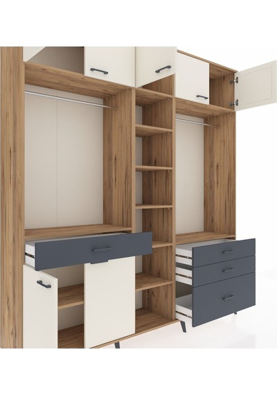 Hyperion Dolap 11 Raflı 4 Çekmeceli 2 Askılı 220x44x243 Çam-aytaşı/antrasit Aytası/antrasıt Hyperion Dolap 11 Raflı 4 Çekmeceli 2 Askılı 220x44x243 Çam-aytaşı/antrasit Aytası/antrasıt