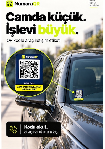 Qr Kodlu Numaratör Araç Ve Motosiklet İçin Qr Etiket Park Numaratörü 8,5x5,5 Cm Lacivert Numaraqr
