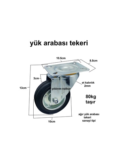 Yük Arabası Tekerlek 100Lük Sanayi Tipi Tekerlek Tezgah Sehpa Tek