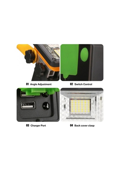 Br P30 Ip65 Waterproof 20led 30w Taşınabilir Şarjlı Led Projektör Çok Renkli