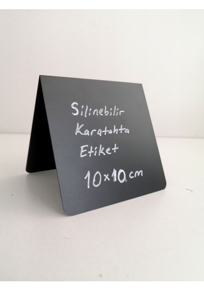 10 Adet Silinebilir Karatahta Siyah Etiket İsimlik10x10 Cm