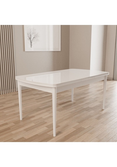 Merona Beyaz 80x132 Mdf Ahşap Ayaklı Açılır Mutfak Masası, Yemek Masası, Salon Masası Beyaz Merona Beyaz 80x132 Mdf Ahşap Ayaklı Açılır Mutfak Masası, Yemek Masası, Salon Masası Beyaz