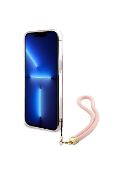 Apple Uyumlu iPhone 15 Pro Kılıf Guess Lisanslı Yazı Logolu Askı İpli Holografik Glitter Peony