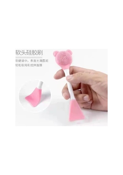 Silikon Yüz Temizleme Fırçası Ve Maske Uygulama Spatulası Beyaz