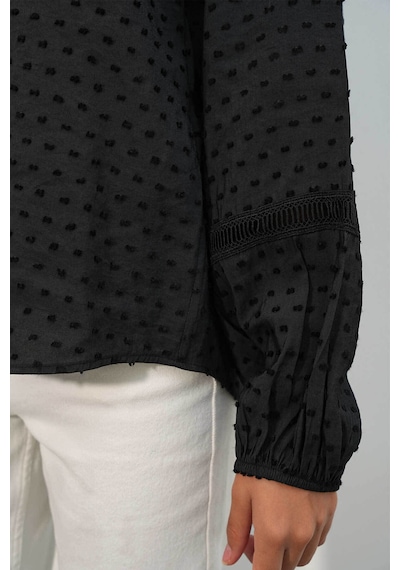 Bigdart Oversize Desenli Siyah Kadın Gömlek 20379