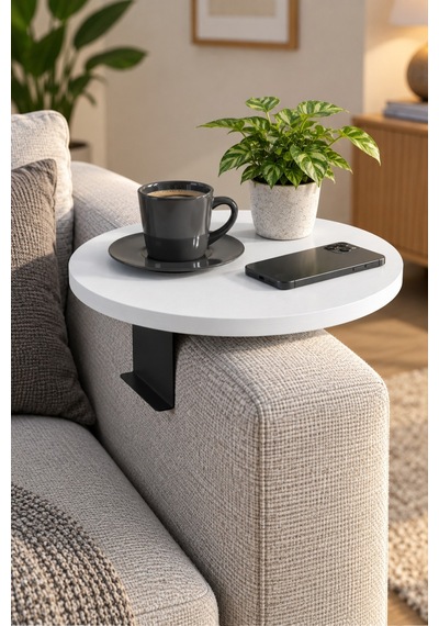 Sulorahome Ayarlanabilir Koltuk Yanı Sehpa Beyaz