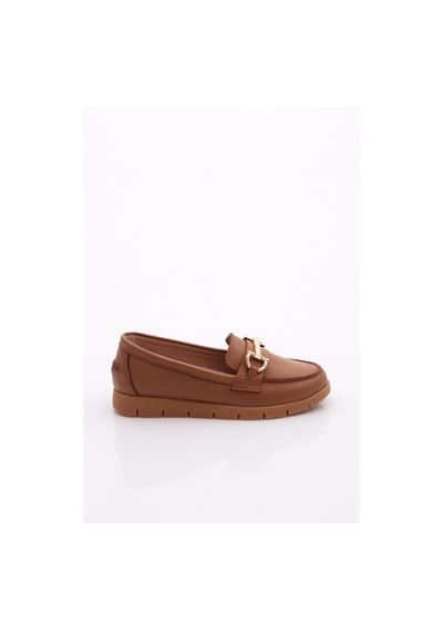 Dgn 5604-2 Kadin Aksesuarli Loafer Ayakkabi Taba Floater