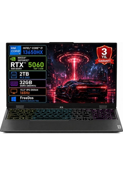 Lenovo LOQ 15IPH11 83SL001ATR-03 Core Ultra 7-356H 32 GB 2 TB SSD RTX5060 15.3" Free Dos Dizüstü Bilgisayar