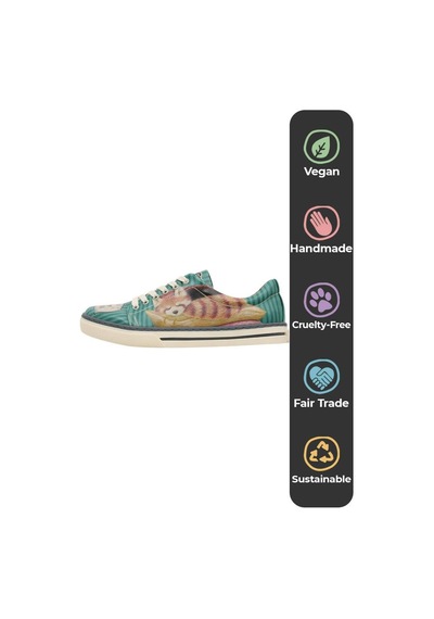 Kadın Vegan Deri Yeşil Sneakers - You Are A Sleepy Red Panda Tasarım Çok Renkli