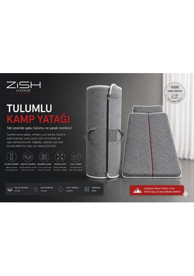Zish Tekstil Flexı Evo 90x200 Tulumlu Katlanır Kamp Yatağı Karavan, Misafir Ve Anne Yanı Yatağı Gri