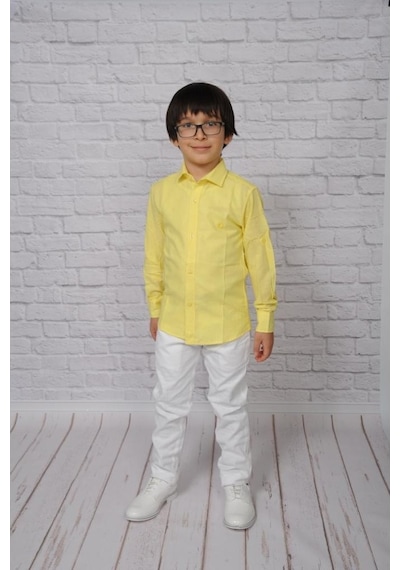 A.L.M Kids Keten Çocuk Uzunkol Gömlek