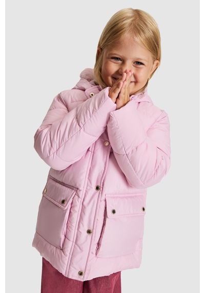 U.S. Polo Assn. Kız Çocuk Açık Pembe Kapüşonlu Fermuarlı Kaban 50328223-vr078 Acık Pembe