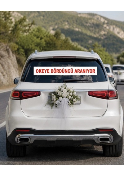 Okeye Dördüncü Aranıyor Araba Arkası Konvoy Yazısı 100 15 Cm Beyaz