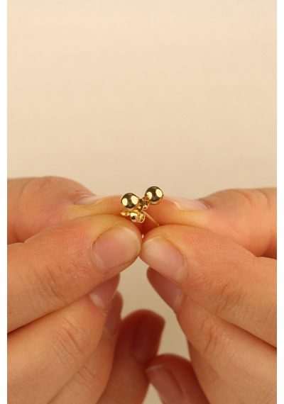 Çgk Çiğdem Gürel Kuyumculuk 14 Ayar 2mm Top Altın Küpe Gold