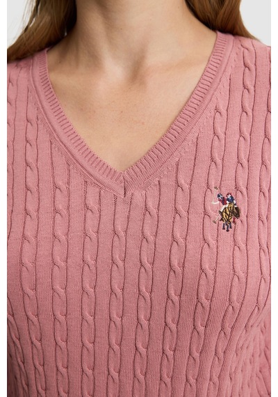 U.S. Polo Assn. Kadın Orkide V Yaka Basic Kazak 50327575-vr221