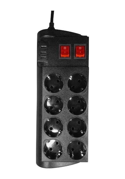 Techmaster 3 Usb Akım Çocuk Korumalı 8li Priz 2mt Kablo