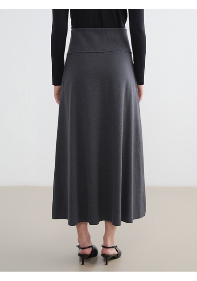 Lcw Modest Bej Beli Lastikli Kloş Etek