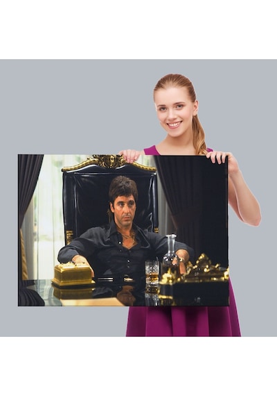 Es10 Özel Tasarım, Dekortif BaskıScarface Alpacino İtalyan Mafya Kanvas Tablo-5137 (35 x 50)