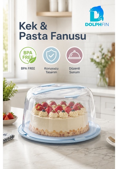 28 Cm Kek Pasta Fanusu Saplı Kilitli Kapaklı Taşıma Ve Saklama Kabı Çok Renkli
