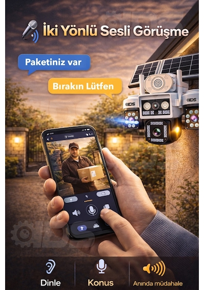 3 Otomatik 20mp 4 Kamera Solar 4g Güneş Enerjili Güvenlik Kamerası 128gb Sd Kart Ve 20gb İnternet