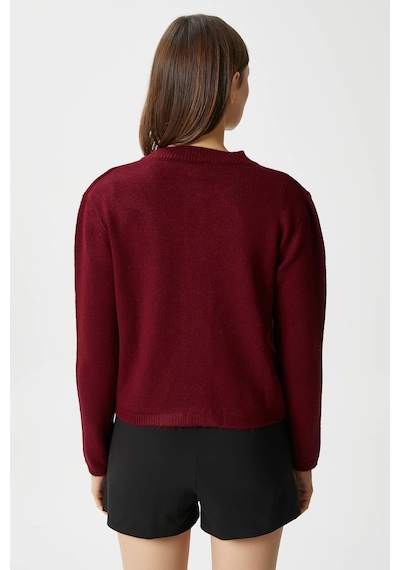 Ritnice Kadın Nina Bisiklet Yaka Bordo Basic Hırka Bordo