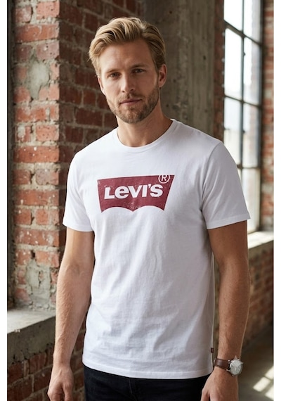 Levi's Pamuk Standart Fir Beyaz Erkek Tişört