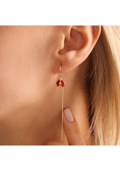 Sembol Gold 14 Ayar Altın Ladybug Küpe