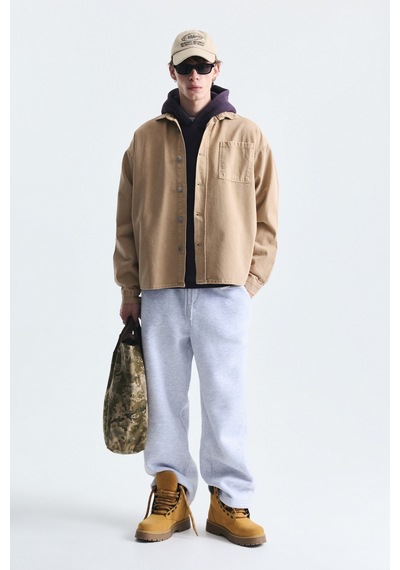 Vamos Oversize Denim Gömlek Bej