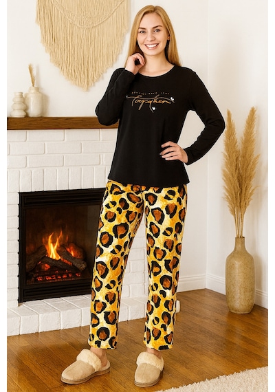 Remsa Kadın Leopar Desen Saphire Pijama Takımı 0466 Siyah03 Siyah03