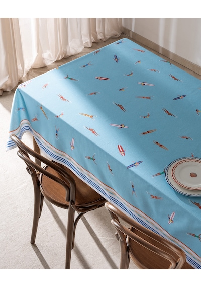 Madame Coco Aubade Pamuklu Masa Örtüsü - Mavi - 150x200 Cm 8684427277980 Mavi