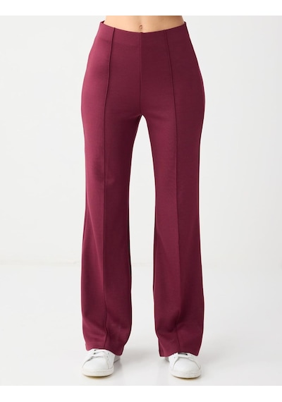 Jimmy Key Bordo Yüksek Bel Bol Paça Modal Jogger Pantolon 5ww114328562