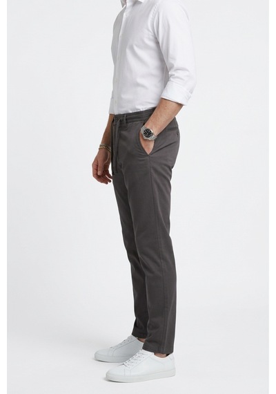 Deepsea Erkek Füme Esnek Kumaş Slim Fit Beli Lastikli Günlük Spor Pantolon 2601070
