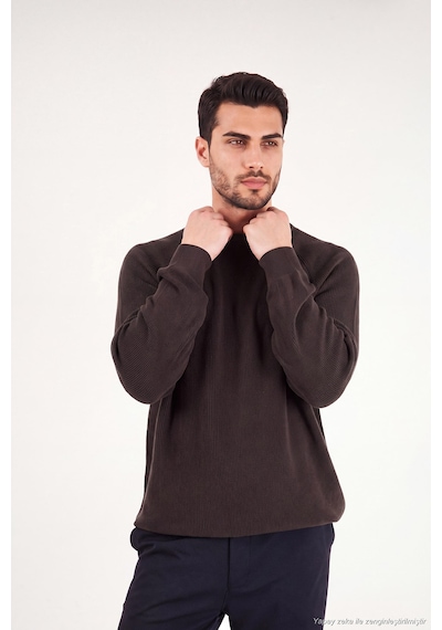 Buratti Pamuklu Regular Fit Bisiklet Yaka Kazak Erkek Kazak 7020263 Kahve
