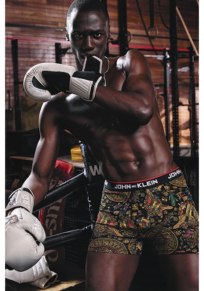Cazibella Antik Daire Desen Lastikli Erkek Boxer-4 Siyah