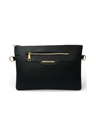 Sanmorris Kadın Suni Deri Ayarlanabilir Çapraz Askılı Ve El Askılı Siyah Mat Portföy, Clutch Çanta S-1360 Mat Siyah