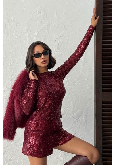 Verymoda Pullu Bluz F1866 Bordo