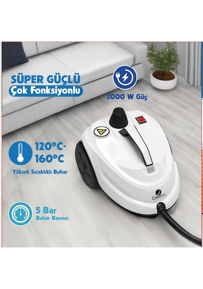 Cleova CLV-4041 2000 W Çok Fonksiyonlu 26 Parça Buharlı Temizleyici Paspas - Buharlı Temizlik Makinası