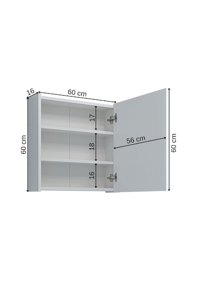Banos Banyo Roomart Ad7 Kulpsuz Tek Kapaklı Mat Beyaz Mdf 60 Cm A Mat Beyaz