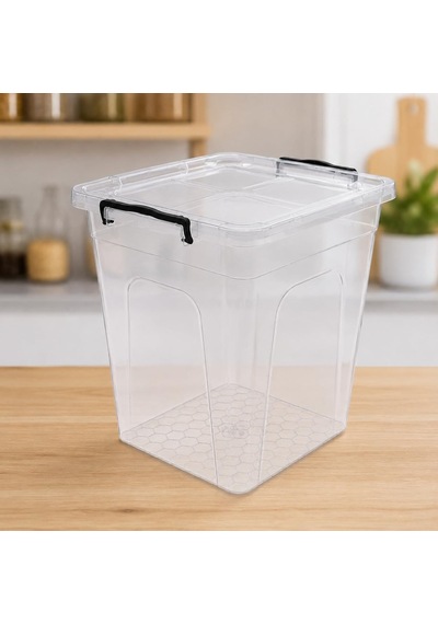 Derin Erzak Saklama Kabı Kapaklı, Kilitli Klipsli Saklama Kutusu, Bpa Free, Çok Amaçlı Kiler, Mutfak Ve Ev Düzenleme Kutusu, Şeffaf Plastik Organizer, 10 Litre Çok Renkli