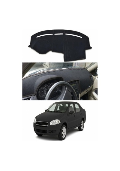 Fiat - Siena 2005-2012 Uyumlu Torpido Koruma Kılıfı - Siyah Şeritli
