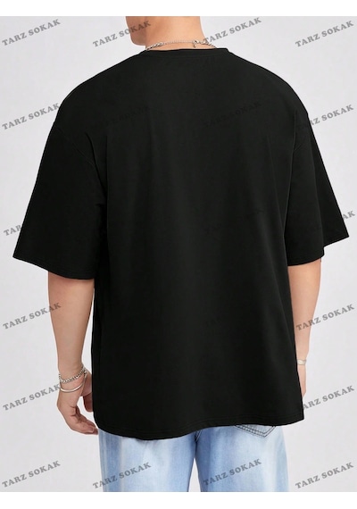 Startmore Düz Erkek 3 Baskısız Baskılı Oversize Kalıp Unisex T-shirt Siyah