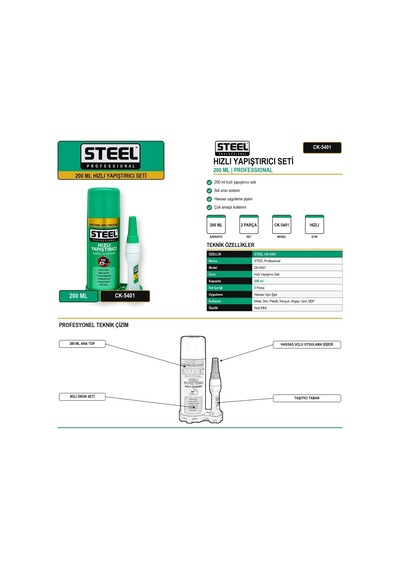 Steel 200 Ml Hızlı Yapıştırıcı Seti