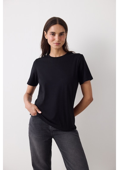 Penti Siyah Essential Fit Kısa Kollu Tişört